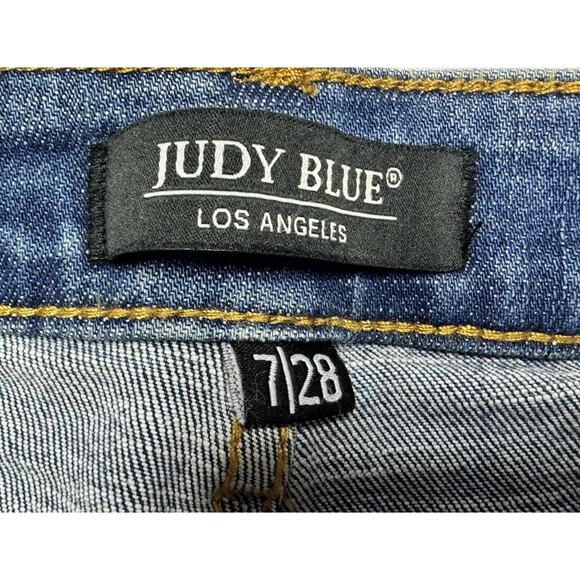 Judy Blue Women's Distressed Skinny Fit Blue Denim Jeans - Size 7 (28x26) - Picture 6 of 8
